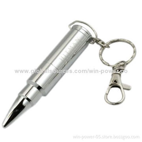 Promotional USB Drive, Bullet-shaped, Full Capacity Can Pass H2 Test, 100 Pieces MOQ